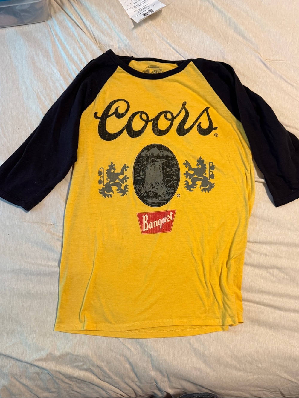 Coors Banquet Women's Yellow & Black Baseball Tee